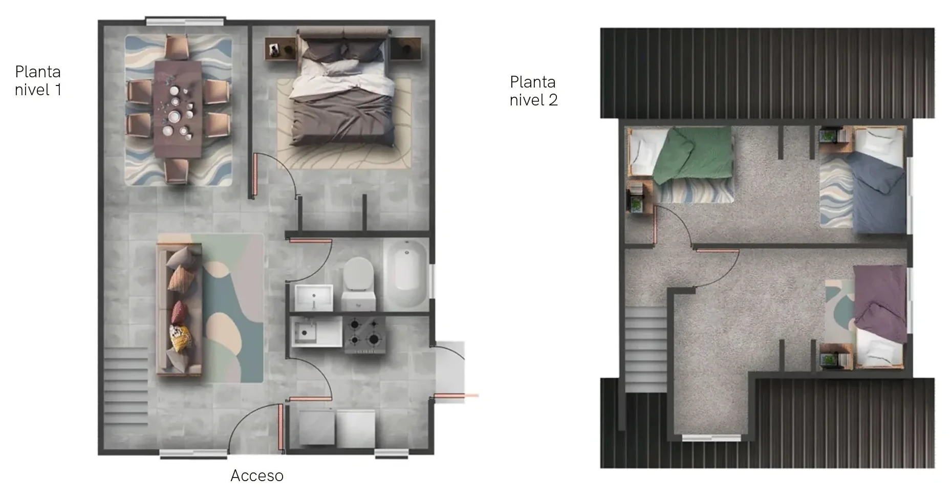 Planta de la casa Sevilla, primer y segundo piso