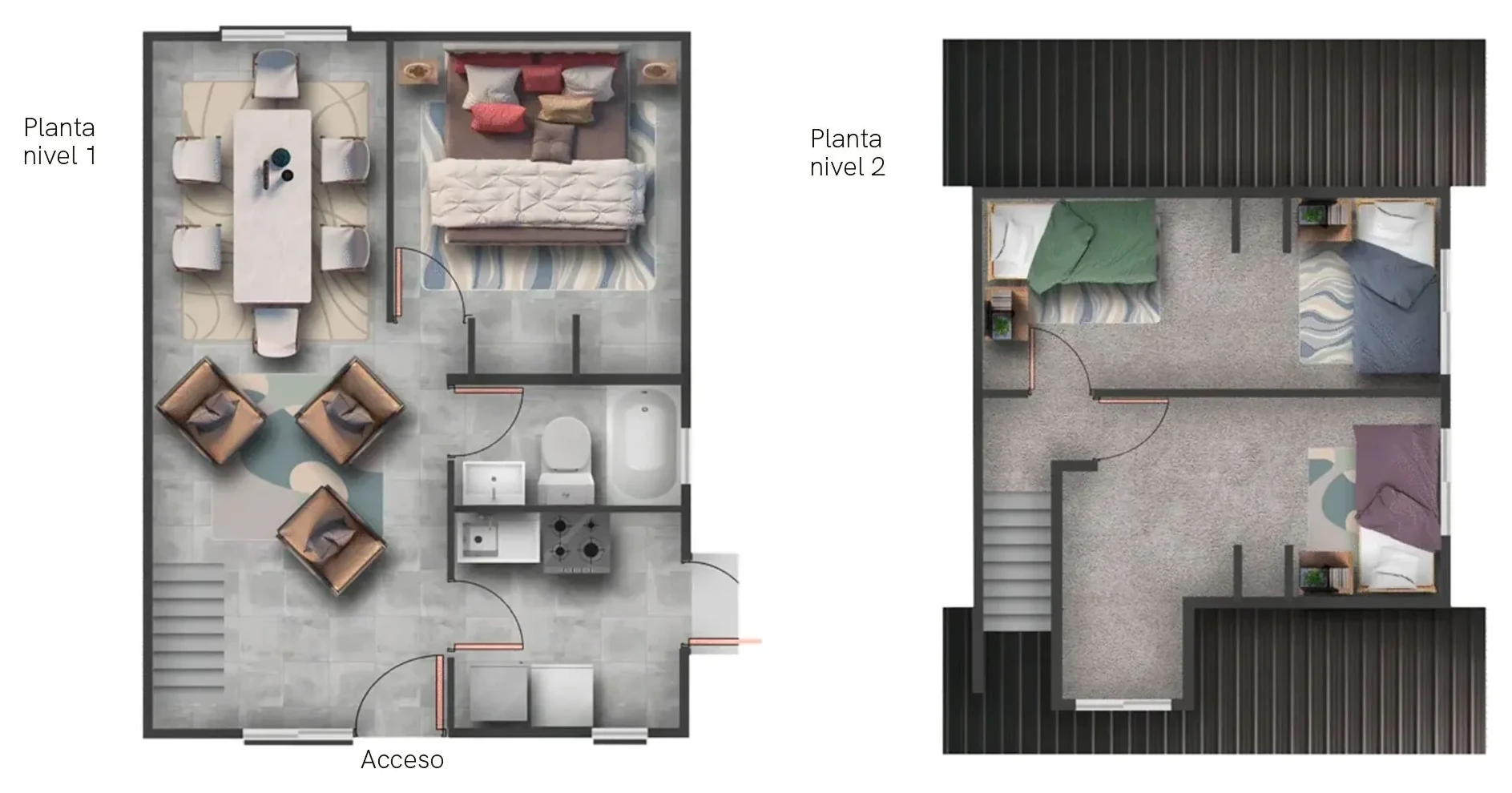 Planta de la casa Valencia, primer y segundo piso
